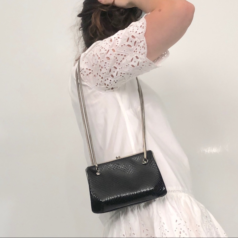 Vintage black snakeskin mini shoulder bag
